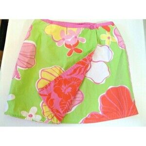 Lilly Pulitzer Wrap Skirt White Label Floral 2 in 1 Reversible Girls Size 7